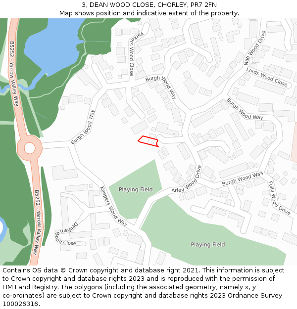 3, DEAN WOOD CLOSE, CHORLEY, PR7 2FN: Location map and indicative extent of plot