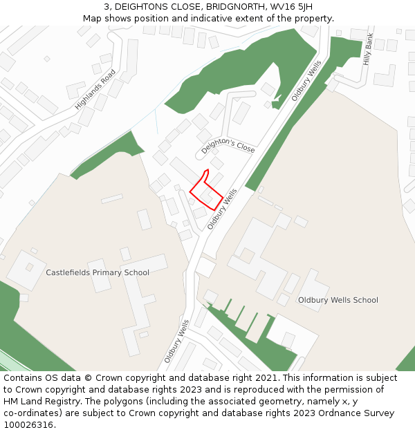 3, DEIGHTONS CLOSE, BRIDGNORTH, WV16 5JH: Location map and indicative extent of plot