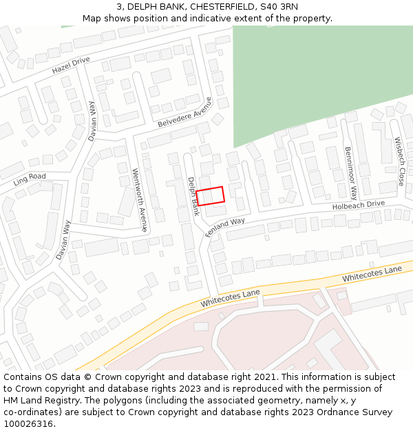 3, DELPH BANK, CHESTERFIELD, S40 3RN: Location map and indicative extent of plot