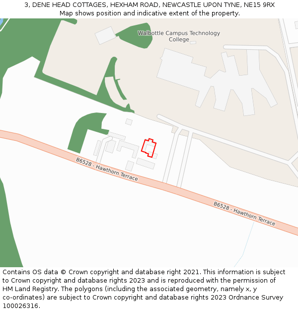 3, DENE HEAD COTTAGES, HEXHAM ROAD, NEWCASTLE UPON TYNE, NE15 9RX: Location map and indicative extent of plot
