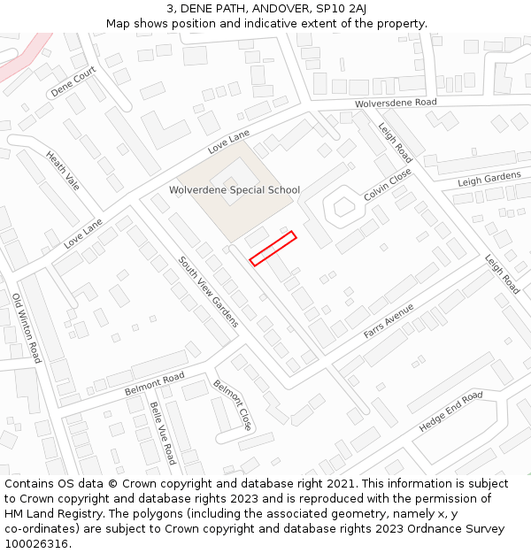 3, DENE PATH, ANDOVER, SP10 2AJ: Location map and indicative extent of plot
