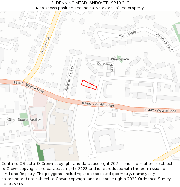 3, DENNING MEAD, ANDOVER, SP10 3LG: Location map and indicative extent of plot