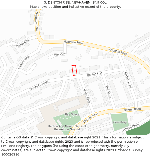 3, DENTON RISE, NEWHAVEN, BN9 0QL: Location map and indicative extent of plot