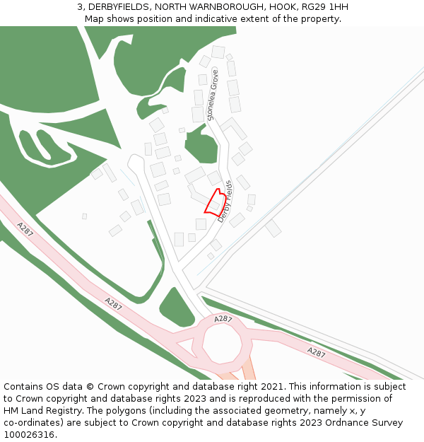 3, DERBYFIELDS, NORTH WARNBOROUGH, HOOK, RG29 1HH: Location map and indicative extent of plot