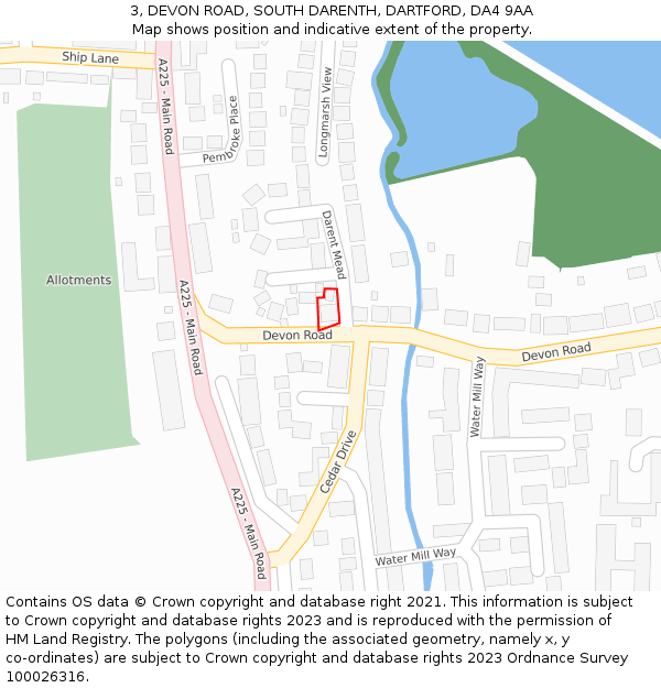 3, DEVON ROAD, SOUTH DARENTH, DARTFORD, DA4 9AA: Location map and indicative extent of plot