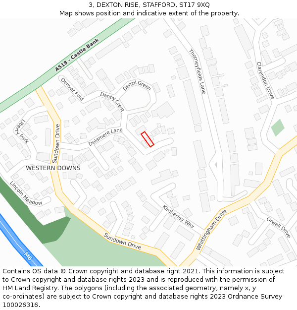 3, DEXTON RISE, STAFFORD, ST17 9XQ: Location map and indicative extent of plot
