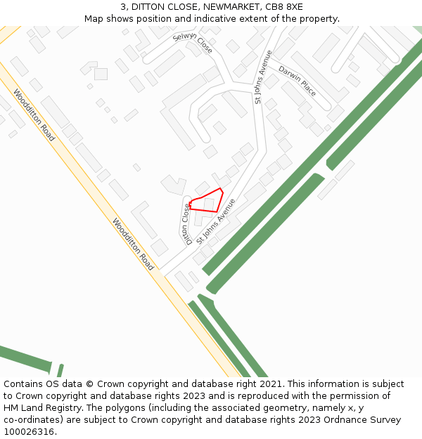 3, DITTON CLOSE, NEWMARKET, CB8 8XE: Location map and indicative extent of plot