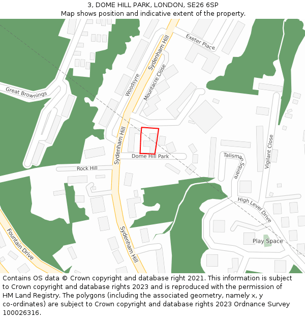 3, DOME HILL PARK, LONDON, SE26 6SP: Location map and indicative extent of plot