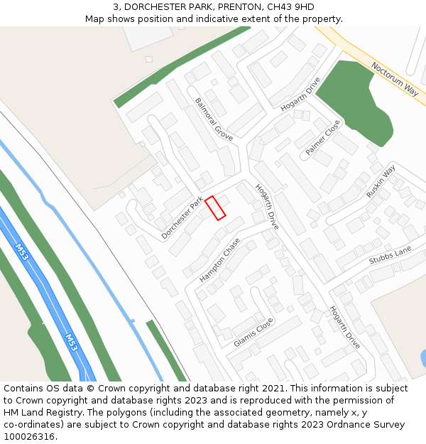 3, DORCHESTER PARK, PRENTON, CH43 9HD: Location map and indicative extent of plot