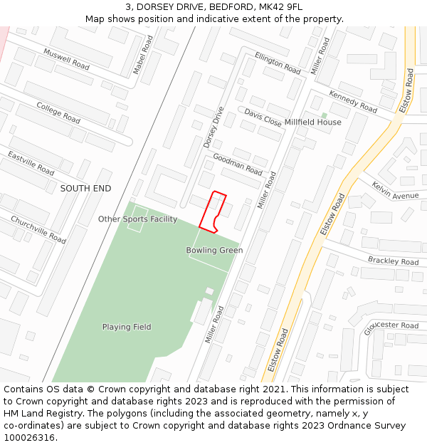 3, DORSEY DRIVE, BEDFORD, MK42 9FL: Location map and indicative extent of plot