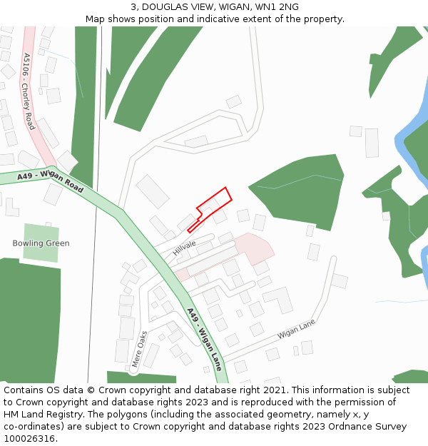 3, DOUGLAS VIEW, WIGAN, WN1 2NG: Location map and indicative extent of plot