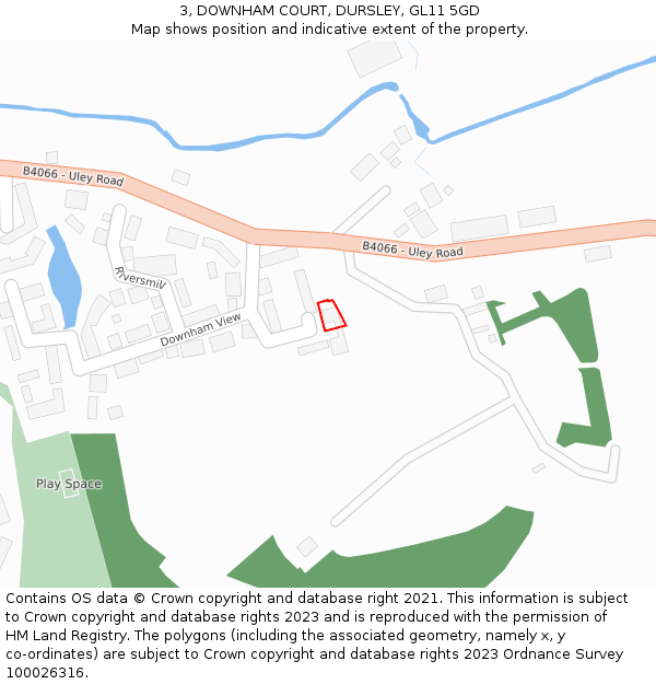 3, DOWNHAM COURT, DURSLEY, GL11 5GD: Location map and indicative extent of plot