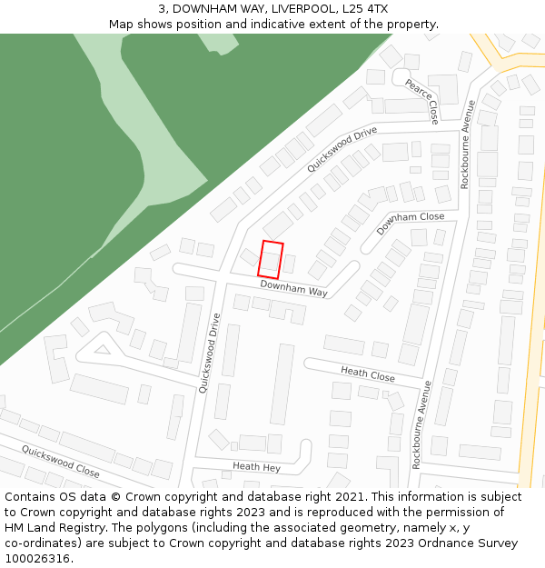 3, DOWNHAM WAY, LIVERPOOL, L25 4TX: Location map and indicative extent of plot