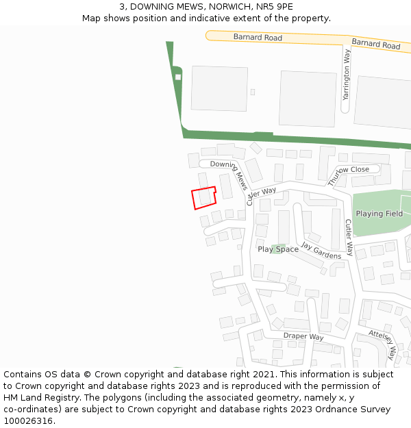 3, DOWNING MEWS, NORWICH, NR5 9PE: Location map and indicative extent of plot