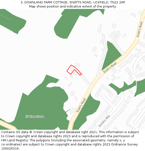 3, DOWNLAND FARM COTTAGE, SNATTS ROAD, UCKFIELD, TN22 2AP: Location map and indicative extent of plot