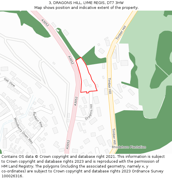 3, DRAGONS HILL, LYME REGIS, DT7 3HW: Location map and indicative extent of plot