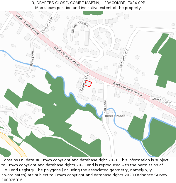 3, DRAPERS CLOSE, COMBE MARTIN, ILFRACOMBE, EX34 0PP: Location map and indicative extent of plot