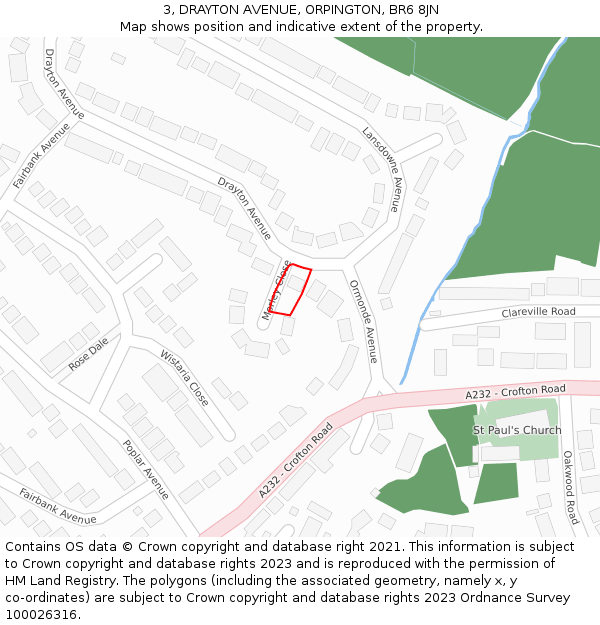 3, DRAYTON AVENUE, ORPINGTON, BR6 8JN: Location map and indicative extent of plot