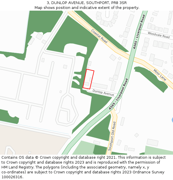 3, DUNLOP AVENUE, SOUTHPORT, PR8 3SR: Location map and indicative extent of plot