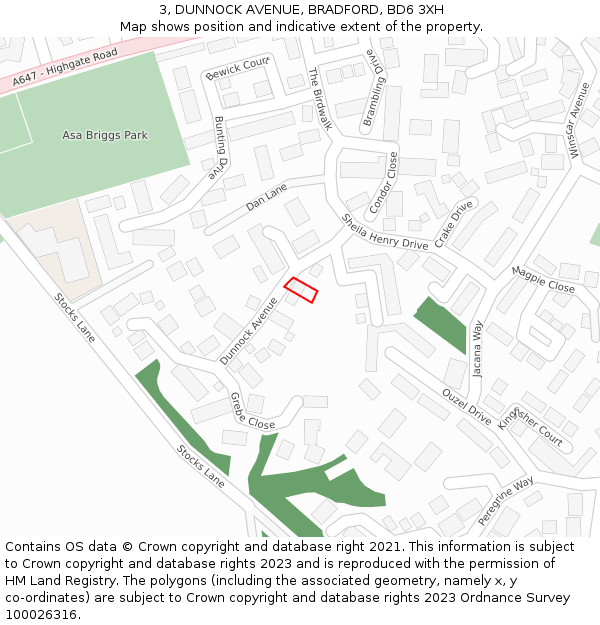 3, DUNNOCK AVENUE, BRADFORD, BD6 3XH: Location map and indicative extent of plot
