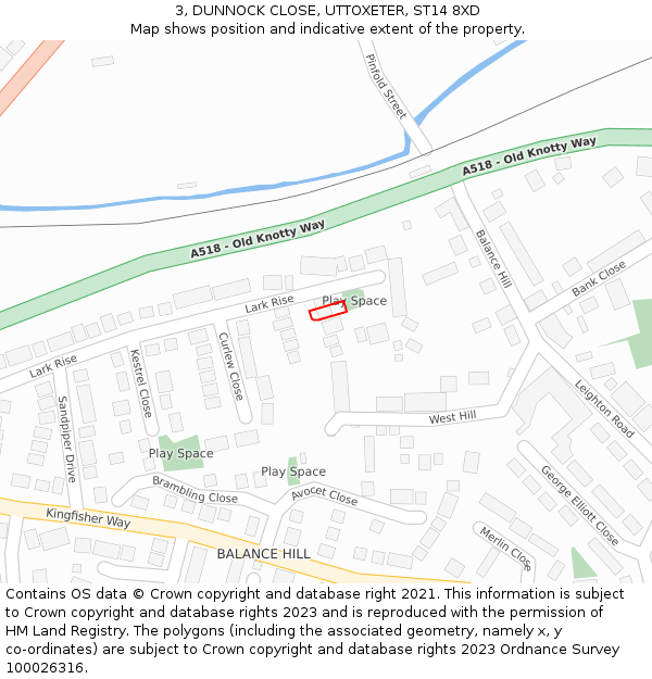 3, DUNNOCK CLOSE, UTTOXETER, ST14 8XD: Location map and indicative extent of plot