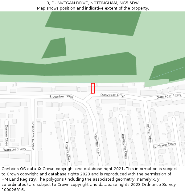 3, DUNVEGAN DRIVE, NOTTINGHAM, NG5 5DW: Location map and indicative extent of plot