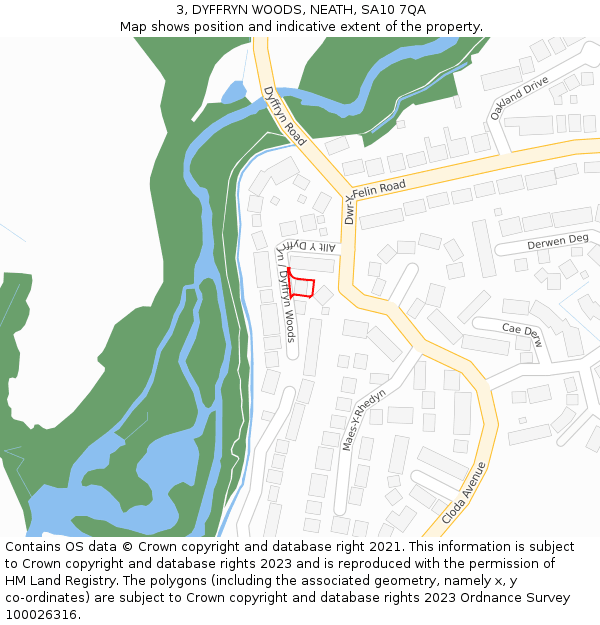 3, DYFFRYN WOODS, NEATH, SA10 7QA: Location map and indicative extent of plot