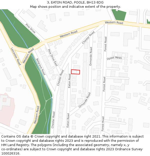 3, EATON ROAD, POOLE, BH13 6DG: Location map and indicative extent of plot