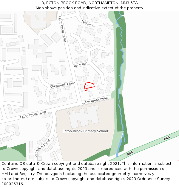 3, ECTON BROOK ROAD, NORTHAMPTON, NN3 5EA: Location map and indicative extent of plot