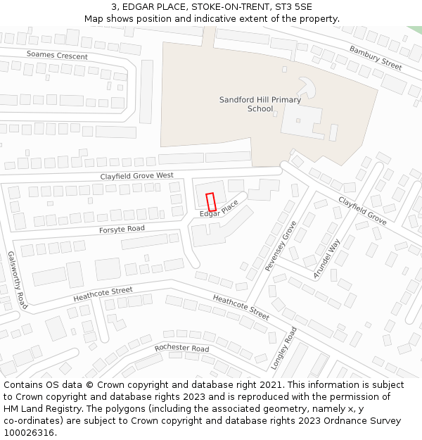 3, EDGAR PLACE, STOKE-ON-TRENT, ST3 5SE: Location map and indicative extent of plot