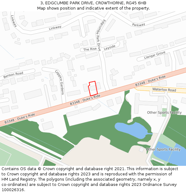 3, EDGCUMBE PARK DRIVE, CROWTHORNE, RG45 6HB: Location map and indicative extent of plot