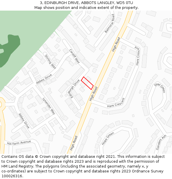 3, EDINBURGH DRIVE, ABBOTS LANGLEY, WD5 0TU: Location map and indicative extent of plot