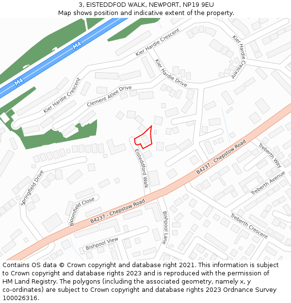 3, EISTEDDFOD WALK, NEWPORT, NP19 9EU: Location map and indicative extent of plot