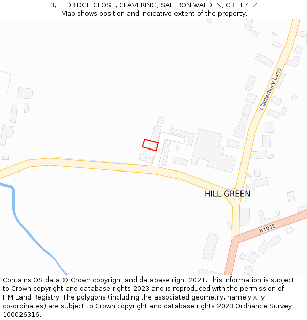 3, ELDRIDGE CLOSE, CLAVERING, SAFFRON WALDEN, CB11 4FZ: Location map and indicative extent of plot