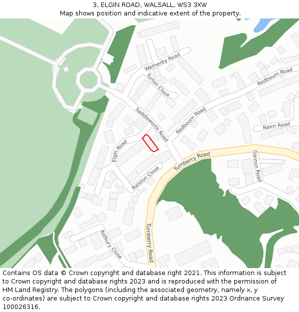 3, ELGIN ROAD, WALSALL, WS3 3XW: Location map and indicative extent of plot