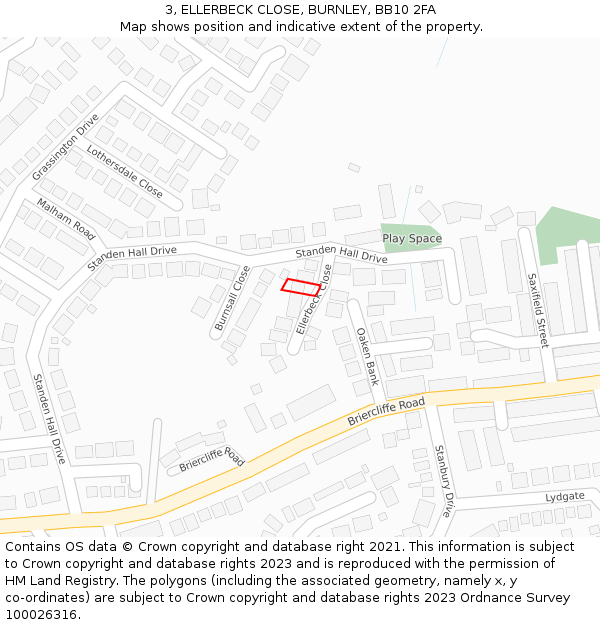 3, ELLERBECK CLOSE, BURNLEY, BB10 2FA: Location map and indicative extent of plot