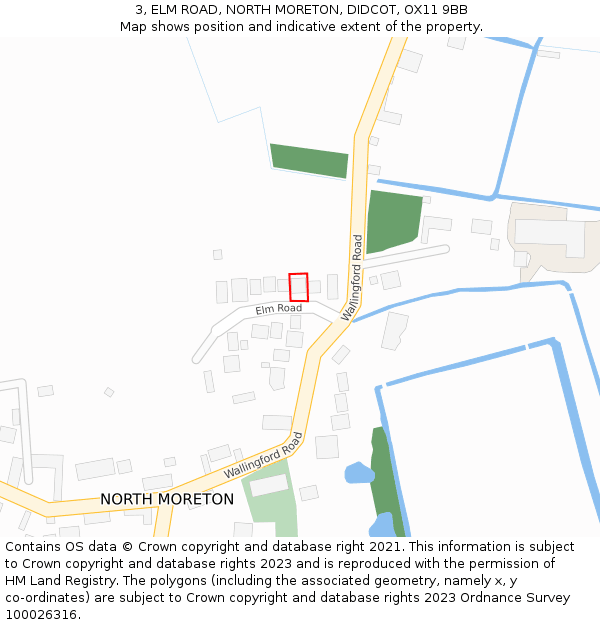 3, ELM ROAD, NORTH MORETON, DIDCOT, OX11 9BB: Location map and indicative extent of plot