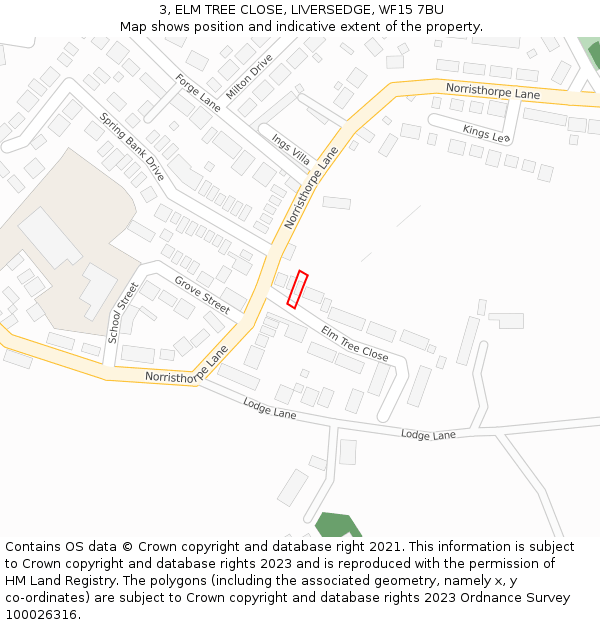 3, ELM TREE CLOSE, LIVERSEDGE, WF15 7BU: Location map and indicative extent of plot