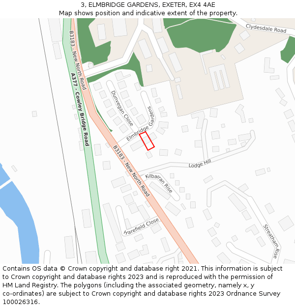 3, ELMBRIDGE GARDENS, EXETER, EX4 4AE: Location map and indicative extent of plot