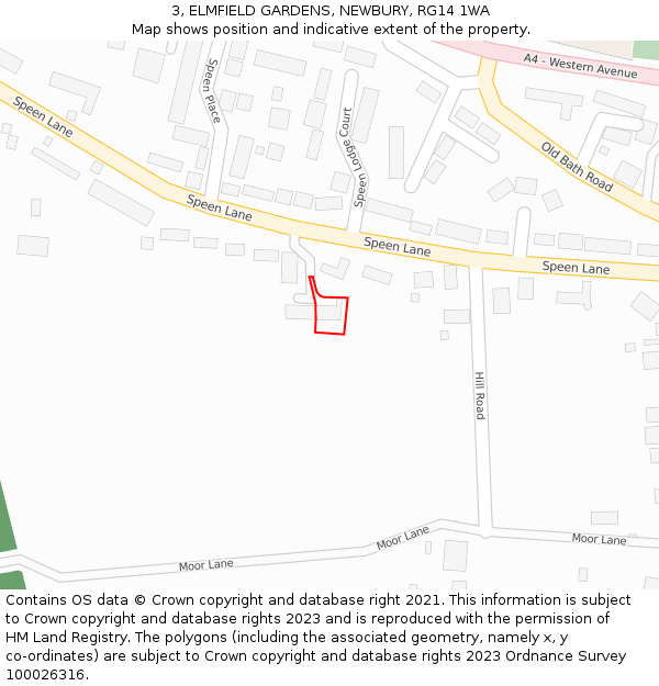 3, ELMFIELD GARDENS, NEWBURY, RG14 1WA: Location map and indicative extent of plot