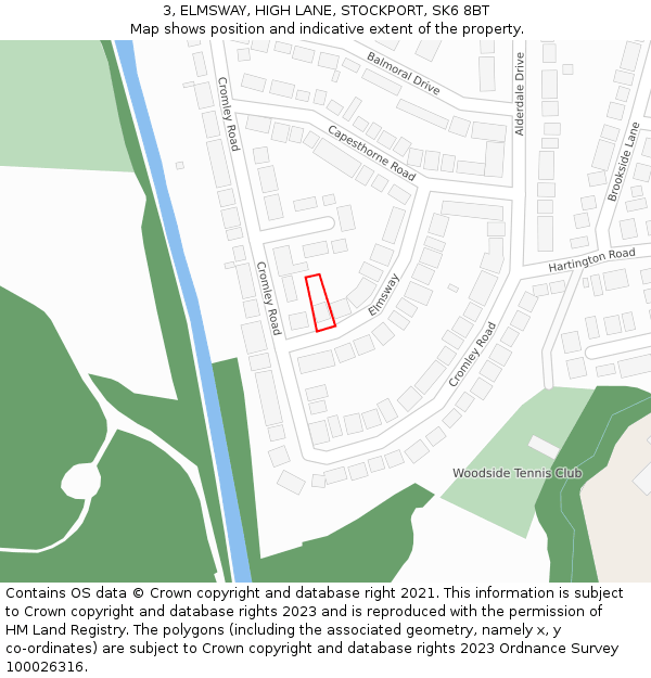 3, ELMSWAY, HIGH LANE, STOCKPORT, SK6 8BT: Location map and indicative extent of plot