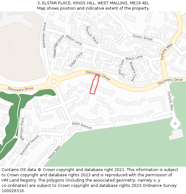 3, ELSTAR PLACE, KINGS HILL, WEST MALLING, ME19 4EL: Location map and indicative extent of plot