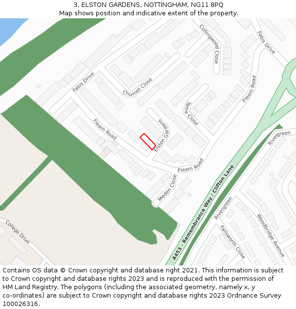 3, ELSTON GARDENS, NOTTINGHAM, NG11 8PQ: Location map and indicative extent of plot