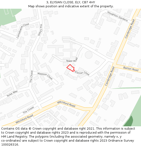 3, ELYSIAN CLOSE, ELY, CB7 4HY: Location map and indicative extent of plot