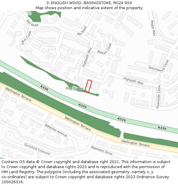 3, ENGLISH WOOD, BASINGSTOKE, RG24 9SX: Location map and indicative extent of plot