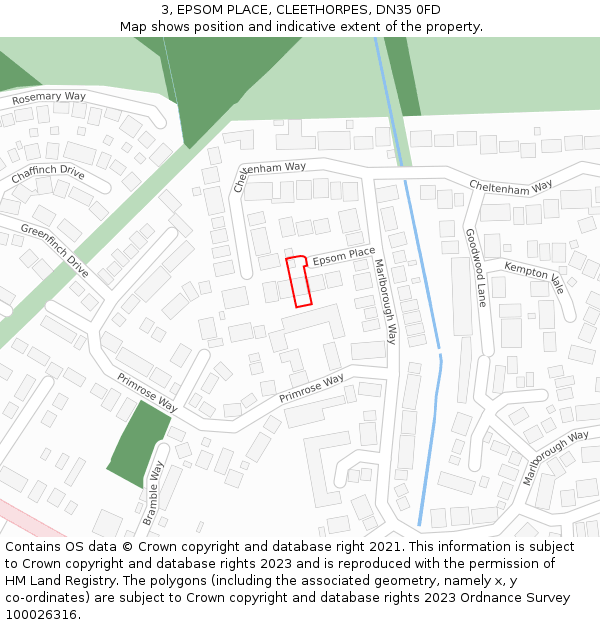 3, EPSOM PLACE, CLEETHORPES, DN35 0FD: Location map and indicative extent of plot