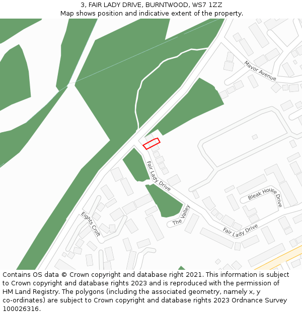 3, FAIR LADY DRIVE, BURNTWOOD, WS7 1ZZ: Location map and indicative extent of plot