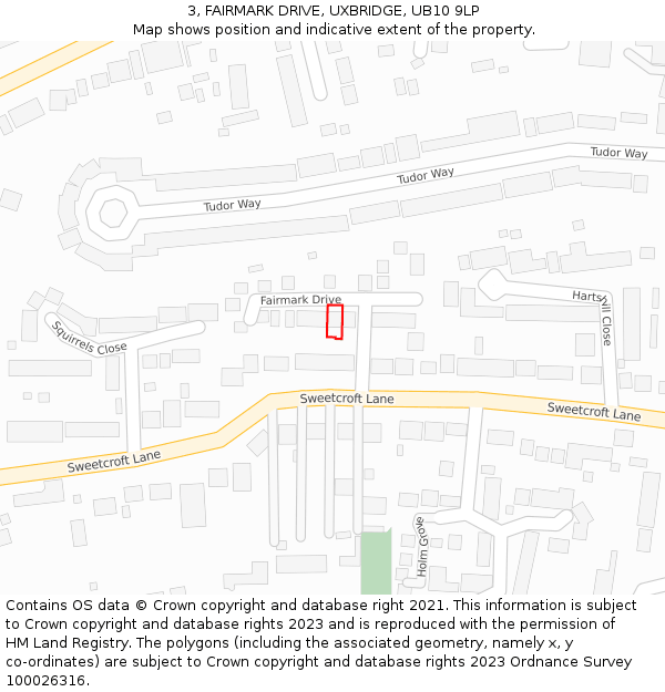 3, FAIRMARK DRIVE, UXBRIDGE, UB10 9LP: Location map and indicative extent of plot