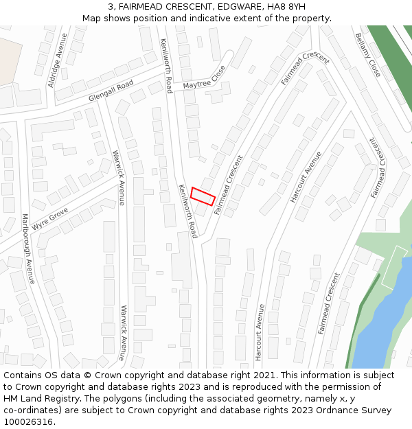 3, FAIRMEAD CRESCENT, EDGWARE, HA8 8YH: Location map and indicative extent of plot