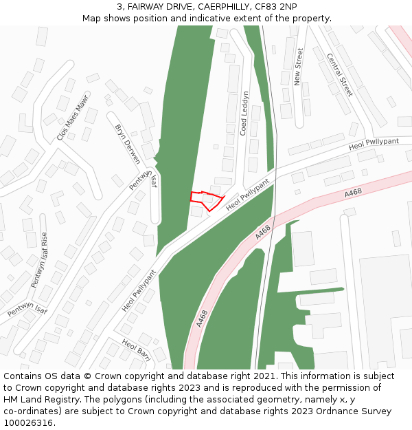 3, FAIRWAY DRIVE, CAERPHILLY, CF83 2NP: Location map and indicative extent of plot